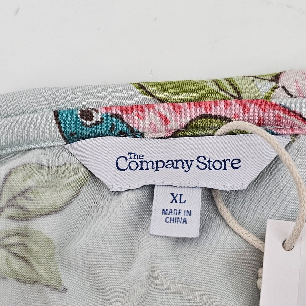 The Company Store Nightshirt Women XL Blue Floral Bird Tencel Modal Button Down - Picture 3 of 5